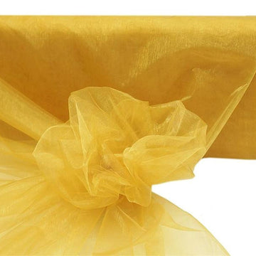 Elegant Gold Sheer Organza Fabric for Stunning Event Décor