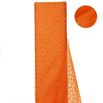 Orange Glitter Polka Dot Tulle Fabric Bolt 54"x15 Yards