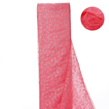Rose Quartz Glitter Polka Dot Tulle Fabric Bolt 54"x15 Yards