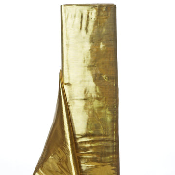Shiny Metallic Gold Polyester Lame Fabric Bolt, DIY Craft Fabric Roll 54"x10 Yards