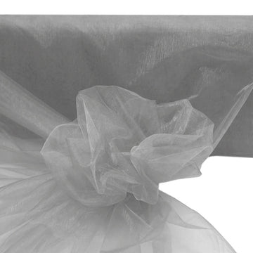 Elegant Silver Sheer Organza Fabric for Stunning Event Decor