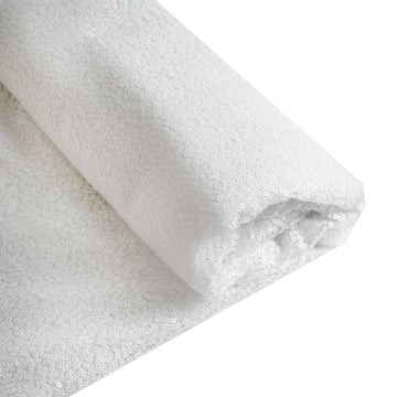 White Premium Sequin Fabric Bolt, Sparkly DIY Craft Fabric Roll 54"x4 Yards