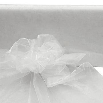 White Sheer Organza Fabric Bolt for Elegant Event Decor