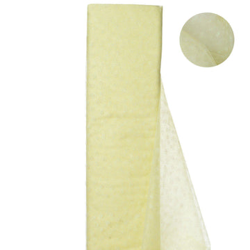 Yellow Glitter Polka Dot Tulle Fabric Bolt 54"x15 Yards
