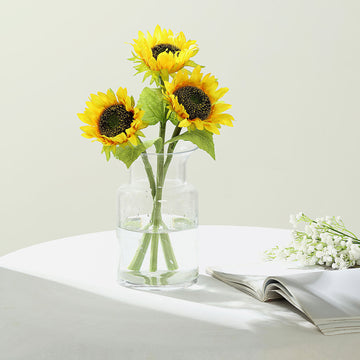 Brighten Up Your Décor with Yellow Artificial Silk Sunflower Flower Bouquet Branches