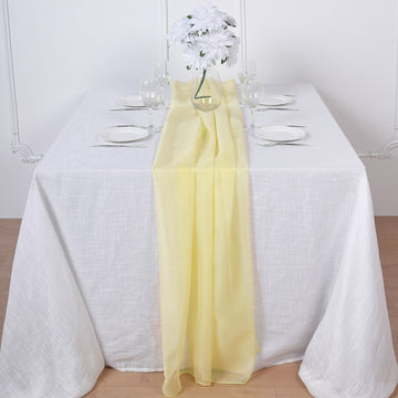 Add Elegance to Your Event with the Yellow Premium Chiffon Table Runner 6ft
