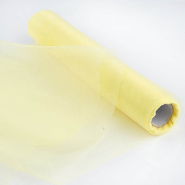 Yellow Sheer Chiffon Fabric Bolt, DIY Voile Drapery Fabric 12"x10yd