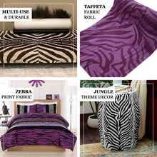 12" x 10 Yards | Taffeta Fabric Roll | Zebra Print Fabric by the Yard | Zebra Fabric Animal Print - Eggplant