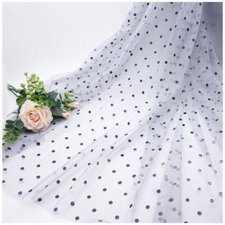 Unleash Your Creativity with Ivory Polka Dot Tulle Fabric Bolt