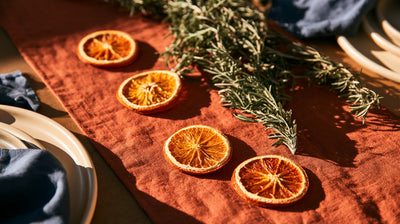 Modern Thanksgiving Table Decor in Terracotta and Dusty Blue