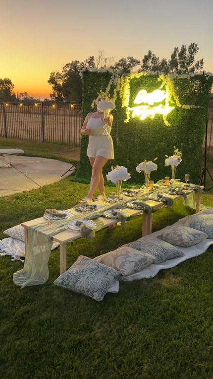 Picnic theme setup with party decor and supplies