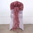 Burgundy chair sash with flowing ribbons on a white backdrop