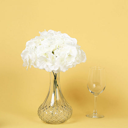 10 Flower Head and Stems Cream Artificial Satin Hydrangeas, DIY Arrangement