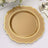 Gold scalloped charger plate on a plain white background.