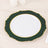 Green and white decorative plate with gold trim