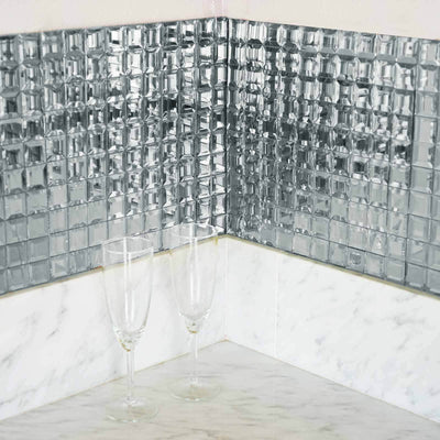10 Pack Silver Peel and Stick Backsplash Mirror Wall Tiles 10 Sq ft