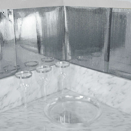 10 Pack Silver Peel and Stick Backsplash, Mosaic Mirror Wall Tiles 10 Sq ft