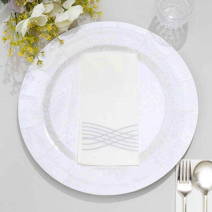10-Pack Disposable Round Charger Plates 13" Iridescent with Leathery Texture - 1100GSM Sturdy Cardboard Placemats