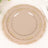 Elegant beige plates with gold detailing, stacked in a stylish arrangement.