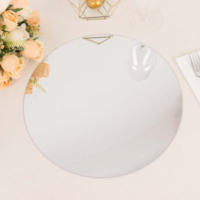 10-Pack Acrylic Charger Plates 13" Round Silver Mirror - Lightweight Dining Plates