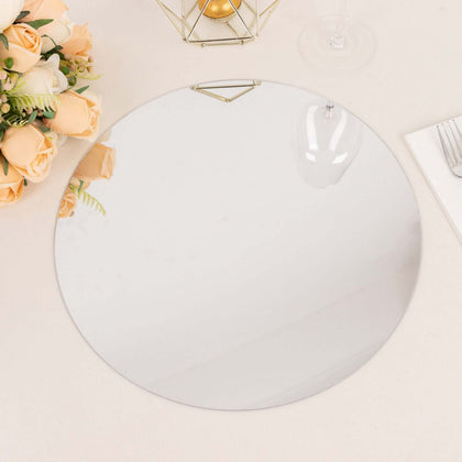 10-Pack Acrylic Charger Plates 13" Round Silver Mirror - Lightweight Dining Plates