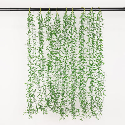 10 Pack Artificial Weeping Willow Leaves Hanging Vines with Stems, Fake Ivy Greenery Garland for Backdrop Wall Decor - 3.5ft