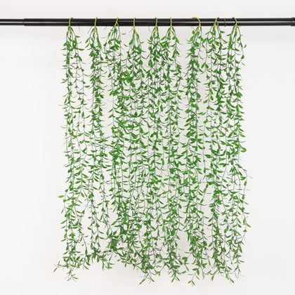 10 Pack Artificial Weeping Willow Leaves Hanging Vines with Stems, Fake Ivy Greenery Garland for Backdrop Wall Decor - 3.5ft