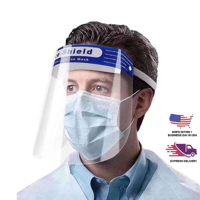 10 Pack Bulk Protective Face Shield Mask with Elastic Band and Comfort Sponge - Protects from Sneezing, Splash, Droplets