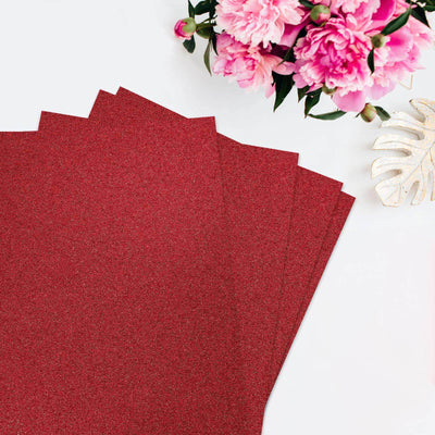 10 Pack Burgundy Self-Adhesive Glitter DIY Craft Foam Sheets 12"x10"