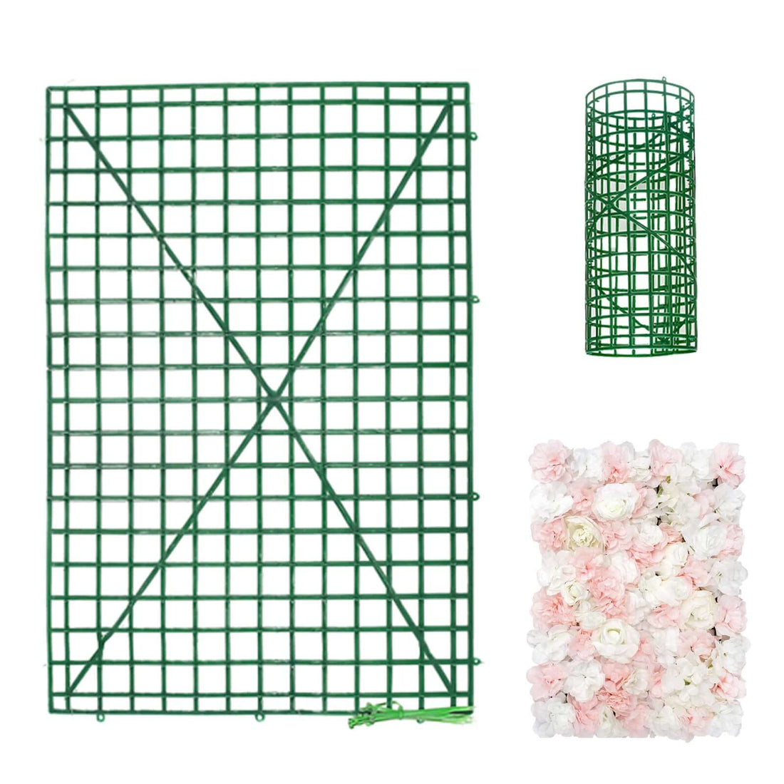 10 Pack Dark Green Plastic Mesh Flower Wall Panels