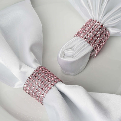 10 Pack Diamond Rhinestone Napkin Rings Pink - Velcro Brooch Buckle for Chair Sashes