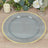 Elegant gray plate with gold rim on wooden table