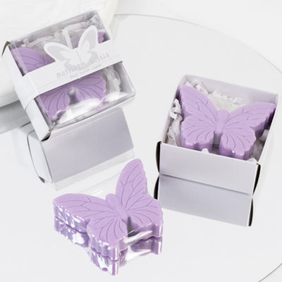 10 Pack Lavender Butterfly Unscented Soap Party Favors with Gift Boxes, Pre-Packed Baby Shower Wedding Souvenirs - 2"