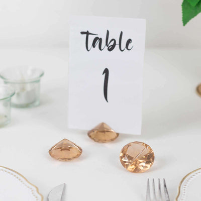 10-Pack Plastic Card Holder Stands 1.75" Diamond Shaped Design Amber Crystal - Wedding Table Place Card Decorations