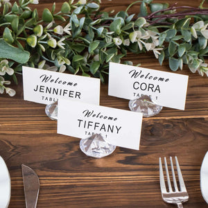 Elegant table place cards with names for a welcoming event.