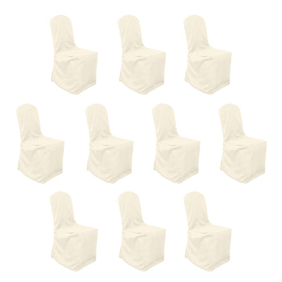 10 Pack Polyester Banquet Chair Covers Beige - Reusable Stain-Resistant Slipcovers