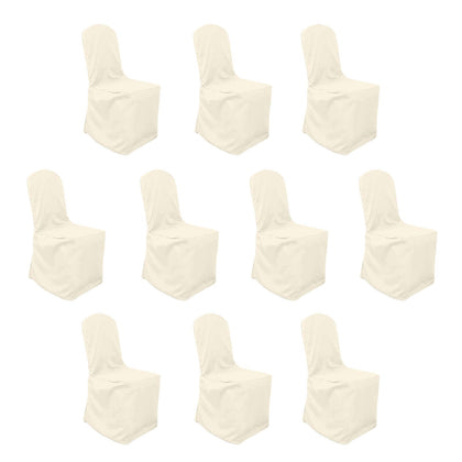 10 Pack Polyester Banquet Chair Covers Beige - Reusable Stain-Resistant Slipcovers
