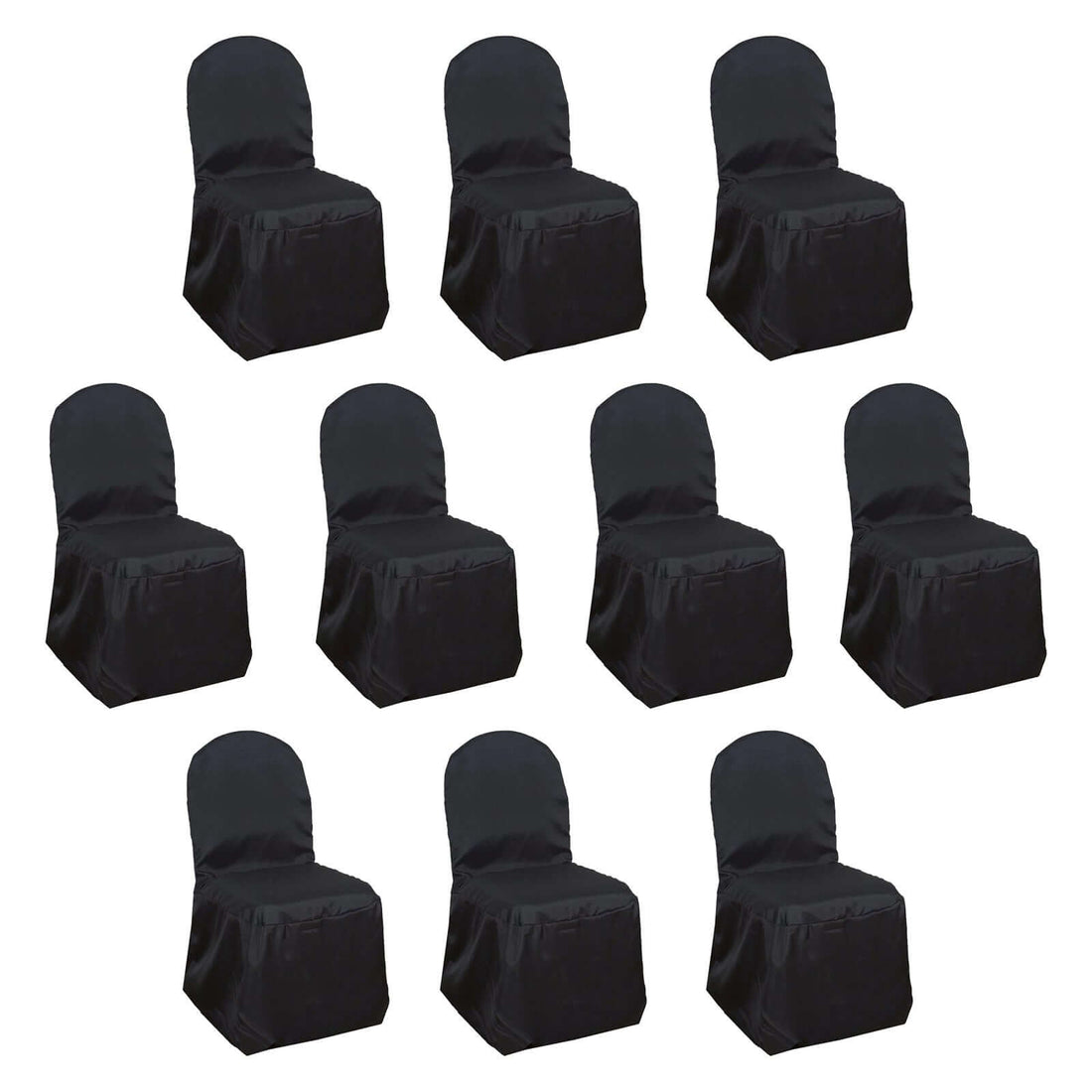 Set of 10 black chair covers for events and weddings