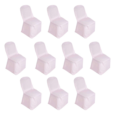 10 Pack Polyester Banquet Chair Covers Blush - Reusable Stain-Resistant Slipcovers