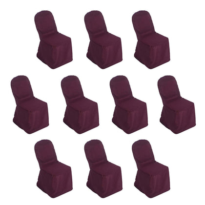 10 Pack Polyester Banquet Chair Covers Burgundy - Reusable Stain-Resistant Slipcovers