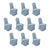 Set of 10 blue chair covers on a white background