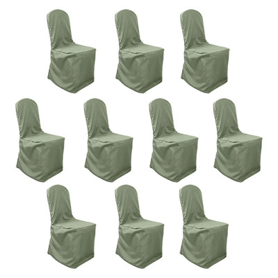 10 Pack Polyester Banquet Chair Covers Dusty Sage Green - Reusable Stain-Resistant Slipcovers