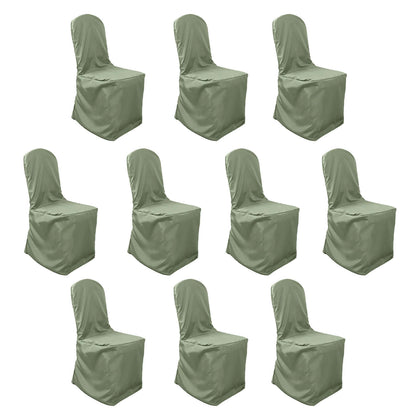 10 Pack Polyester Banquet Chair Covers Dusty Sage Green - Reusable Stain-Resistant Slipcovers
