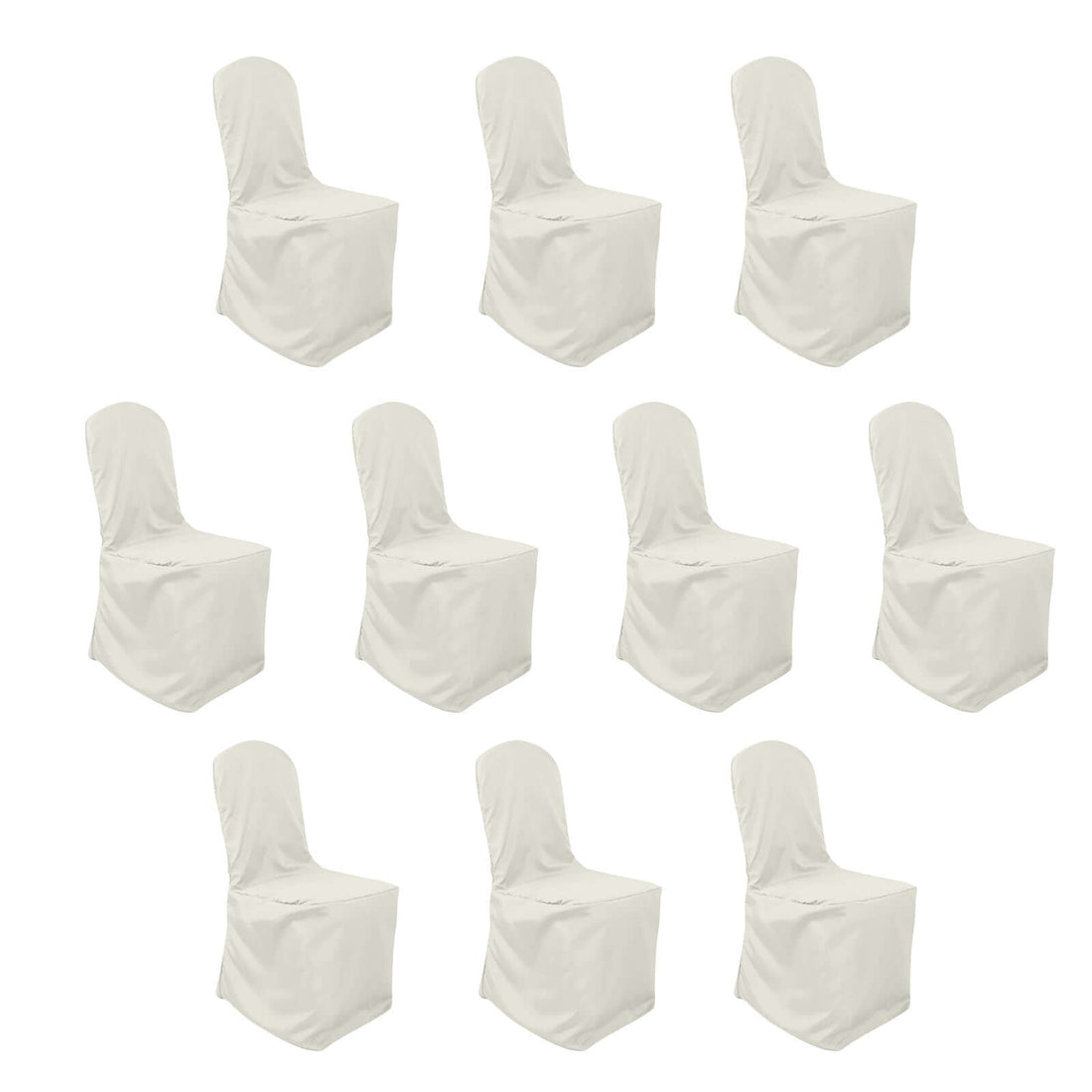 Set of 10 white chair covers for events and weddings
