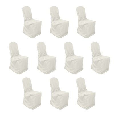 10 Pack Polyester Banquet Chair Covers Ivory - Reusable Stain-Resistant Slipcovers