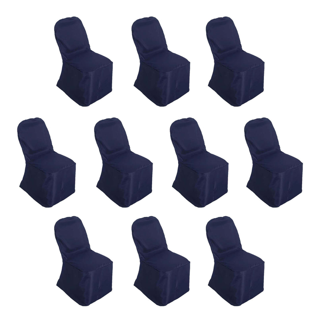 Set of 10 navy blue chair covers for event decoration