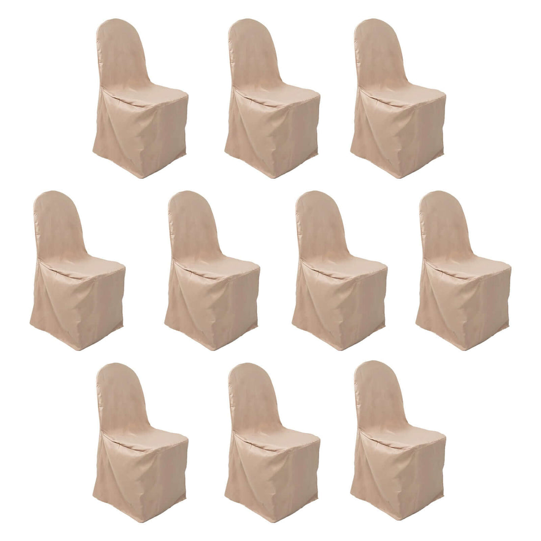 Set of 10 beige chair covers for events and parties