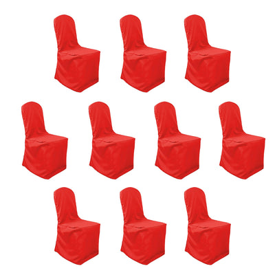 10 Pack Polyester Banquet Chair Covers Red - Reusable Stain-Resistant Slipcovers