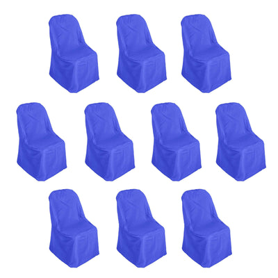 10 Pack Polyester Banquet Chair Covers Royal Blue - Reusable Stain-Resistant Slipcovers