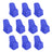 Set of 10 blue chair covers on a white background